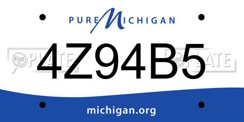 4Z94B5 Michigan License Plate