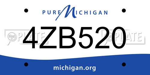4ZB520 Michigan License Plate