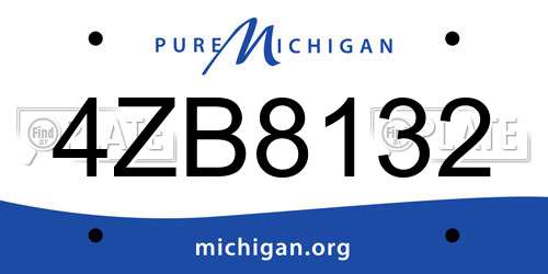 4ZB8132 Michigan License Plate