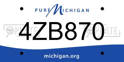 4ZB870 Michigan License Plate