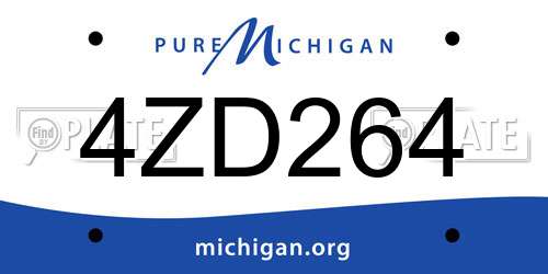 4ZD264 Michigan License Plate