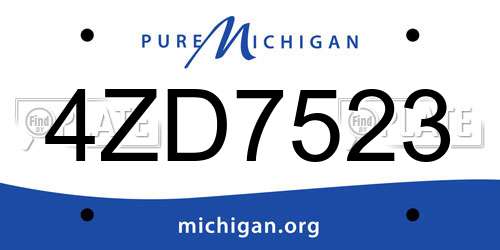 4ZD7523 Michigan License Plate