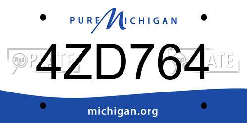 4ZD764 Michigan License Plate