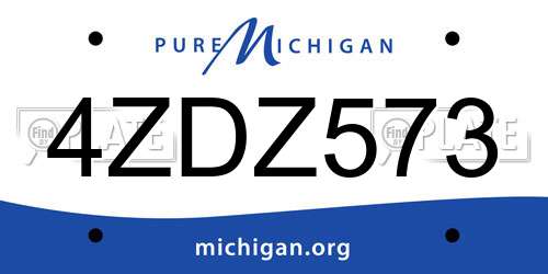 4ZDZ573 Michigan License Plate