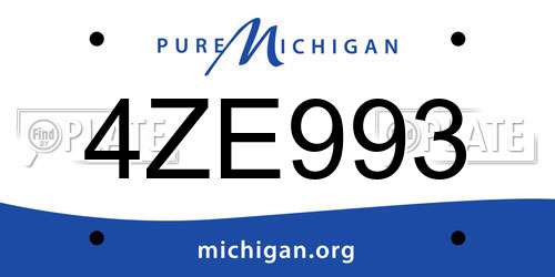 4ZE993 Michigan License Plate