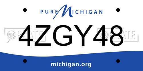 4ZGY48 Michigan License Plate
