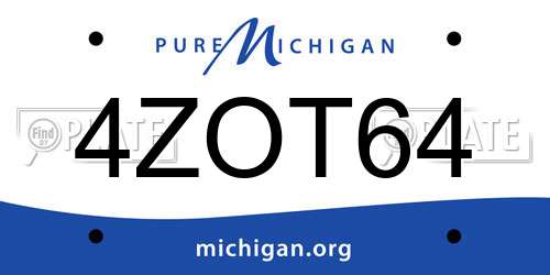 4ZOT64 Michigan License Plate