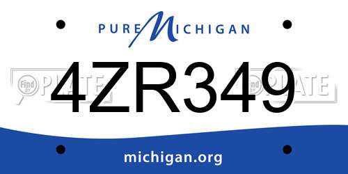 4ZR349 Michigan License Plate