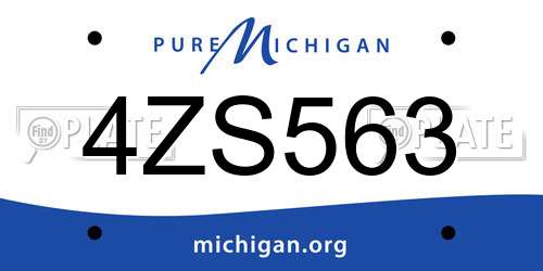 4ZS563 Michigan License Plate