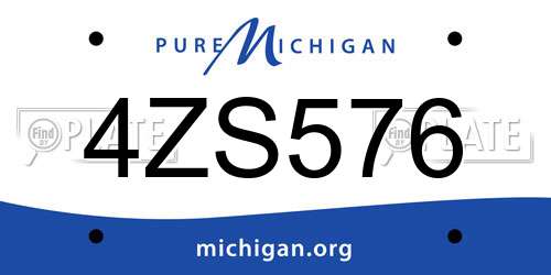 4ZS576 Michigan License Plate