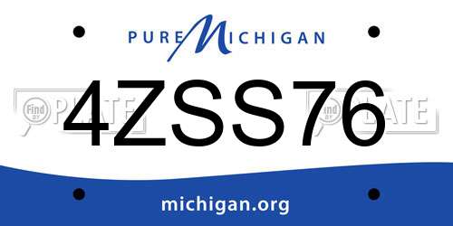 4ZSS76 Michigan License Plate