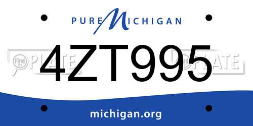 4ZT995 Michigan License Plate