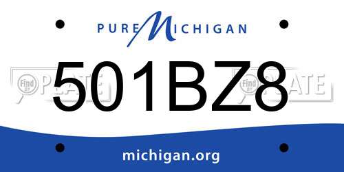 501BZ8 Michigan License Plate