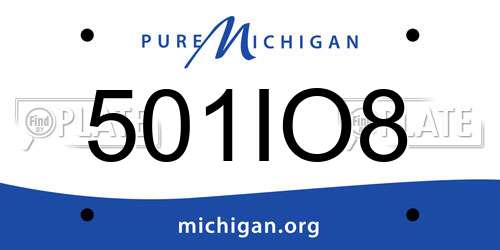 501IO8 Michigan License Plate
