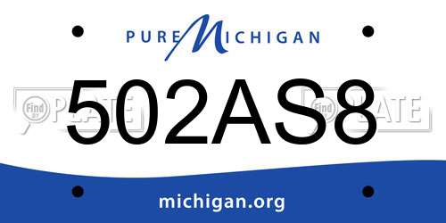 502AS8 Michigan License Plate