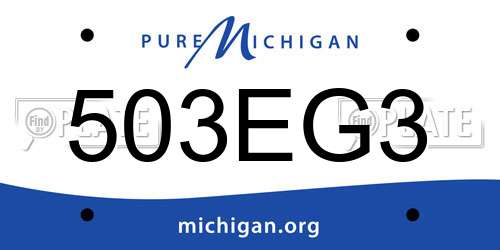 503EG3 Michigan License Plate