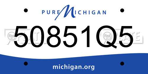 50851Q5 Michigan License Plate