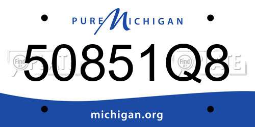 50851Q8 Michigan License Plate