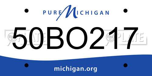 50BO217 Michigan License Plate