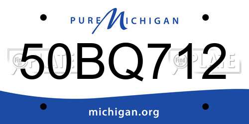 50BQ712 Michigan License Plate