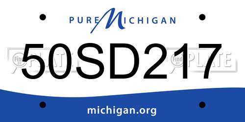 50SD217 Michigan License Plate