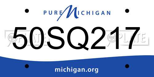 50SQ217 Michigan License Plate