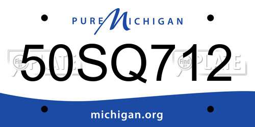 50SQ712 Michigan License Plate