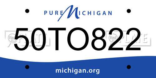 50TO822 Michigan License Plate