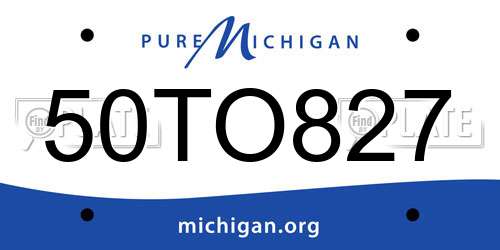50TO827 Michigan License Plate