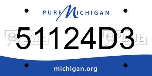 51124D3 Michigan License Plate