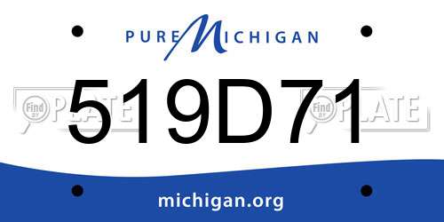 519D71 Michigan License Plate