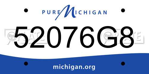 52076G8 Michigan License Plate