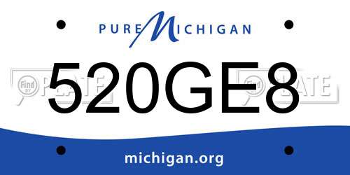 520GE8 Michigan License Plate