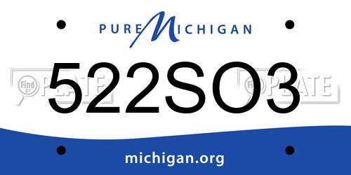 522SO3 Michigan License Plate