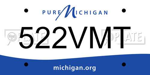 522VMT Michigan License Plate
