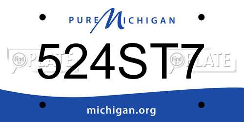 524ST7 Michigan License Plate