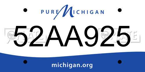 52AA925 Michigan License Plate