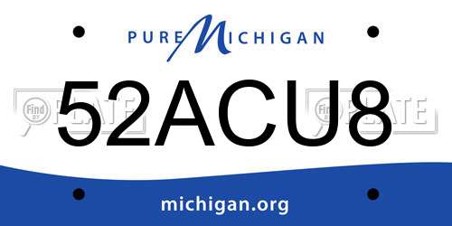 52ACU8 Michigan License Plate