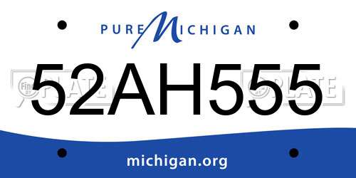52AH555 Michigan License Plate