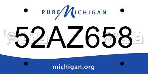 52AZ658 Michigan License Plate