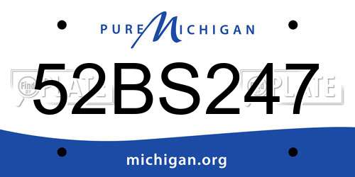 52BS247 Michigan License Plate