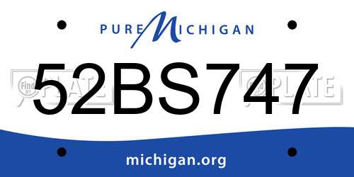 52BS747 Michigan License Plate