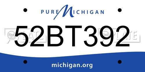 52BT392 Michigan License Plate
