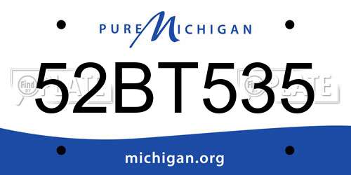 52BT535 Michigan License Plate