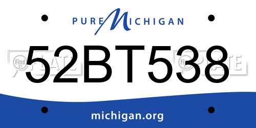 52BT538 Michigan License Plate