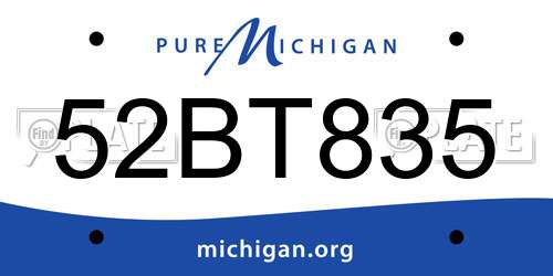 52BT835 Michigan License Plate