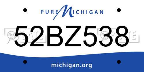 52BZ538 Michigan License Plate