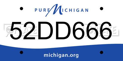 52DD666 Michigan License Plate