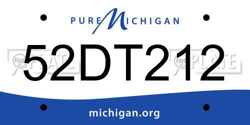 52DT212 Michigan License Plate