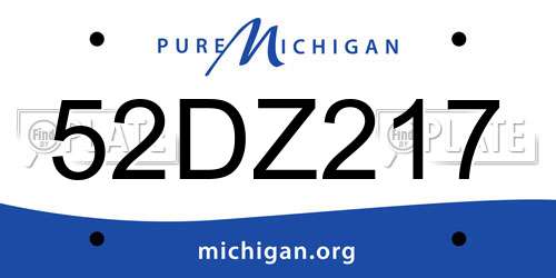 52DZ217 Michigan License Plate